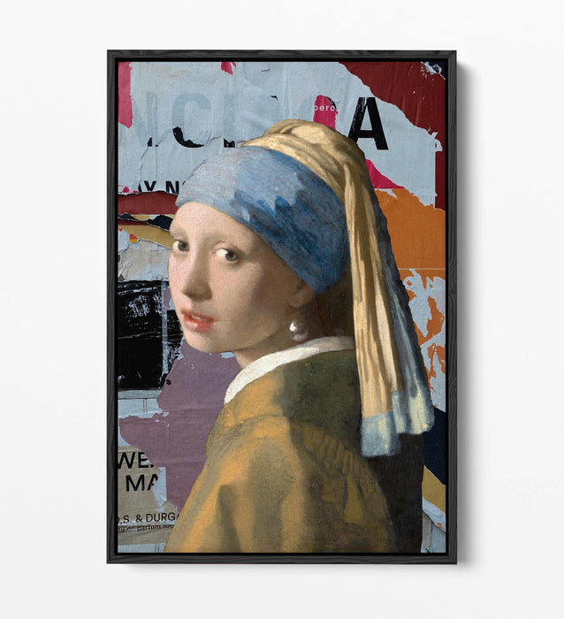 Float Effect Canvas Art – Girl With Pearl Earring Graffiti Print On MDF Frame