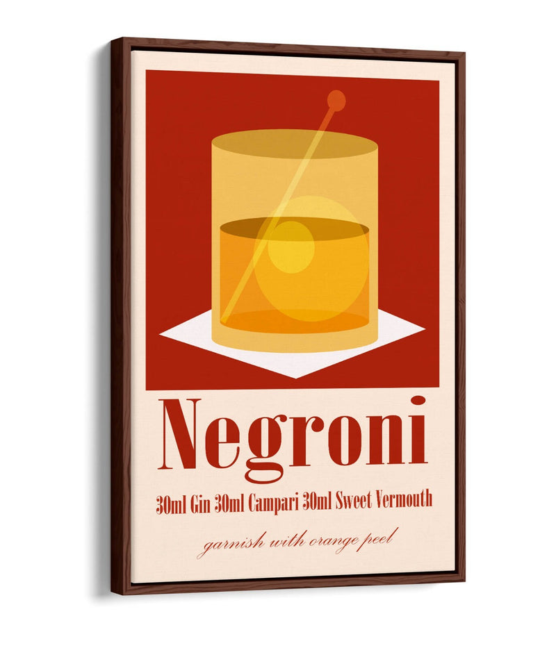Negroni Cocktail Poster - Modern Canvas Wall Art | Float Effect, Vibrant Color Print