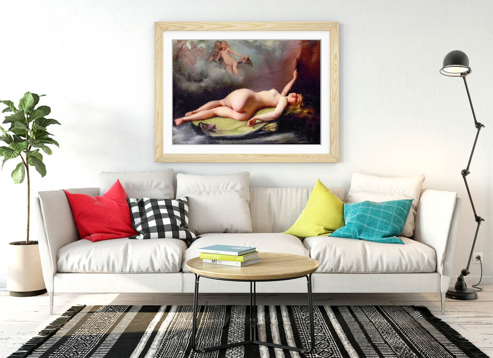 Framed Wall Art - Luis Ricardo Falero Reclining Nude Poster Print With Faux Wood Frame