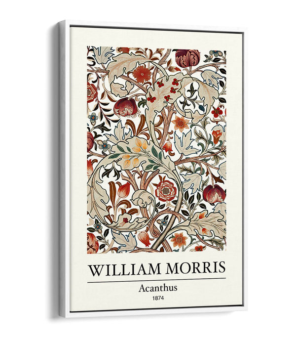 Float Effect Canvas Art – William Morris Floral Wall Decor With 30mm Deep Frame
