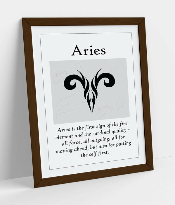 ARIES STAR SIGN ZODIAC ASTOLOGY QUOTE SLOGAN -FRAMED WALL ART PICTURE PRINT
