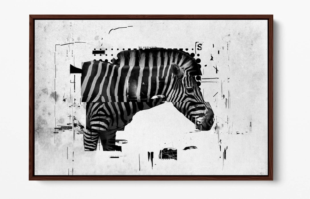 ZEBRA GLITCH ABSTRACT ARTWORK HOME DECOR -FLOAT EFFECT CANVAS WALL ART PRINT