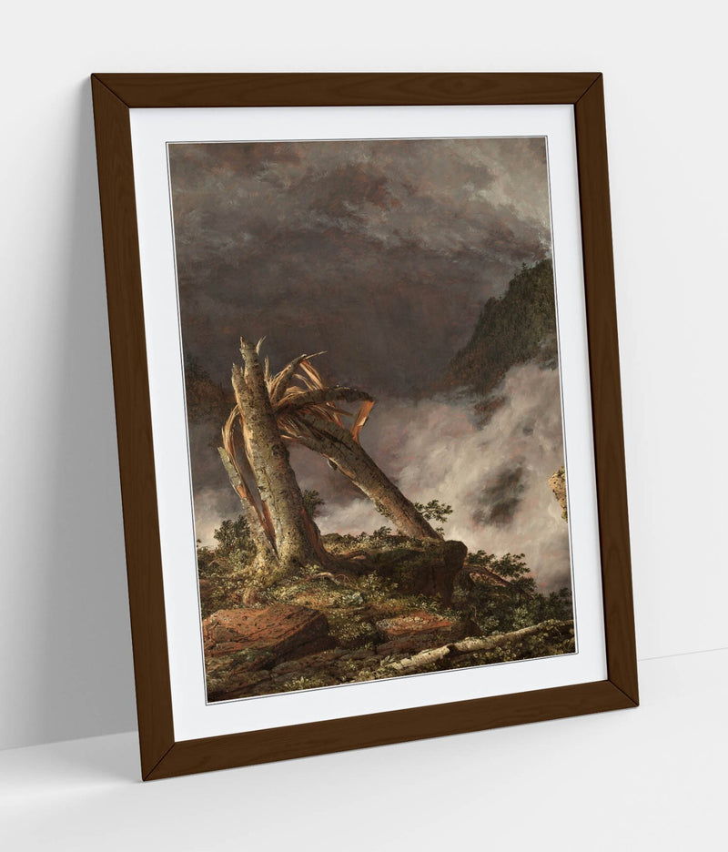 Framed Art Poster With Woodgrain Frame Finish – Mountain Landscape Artwork 4 Sizes