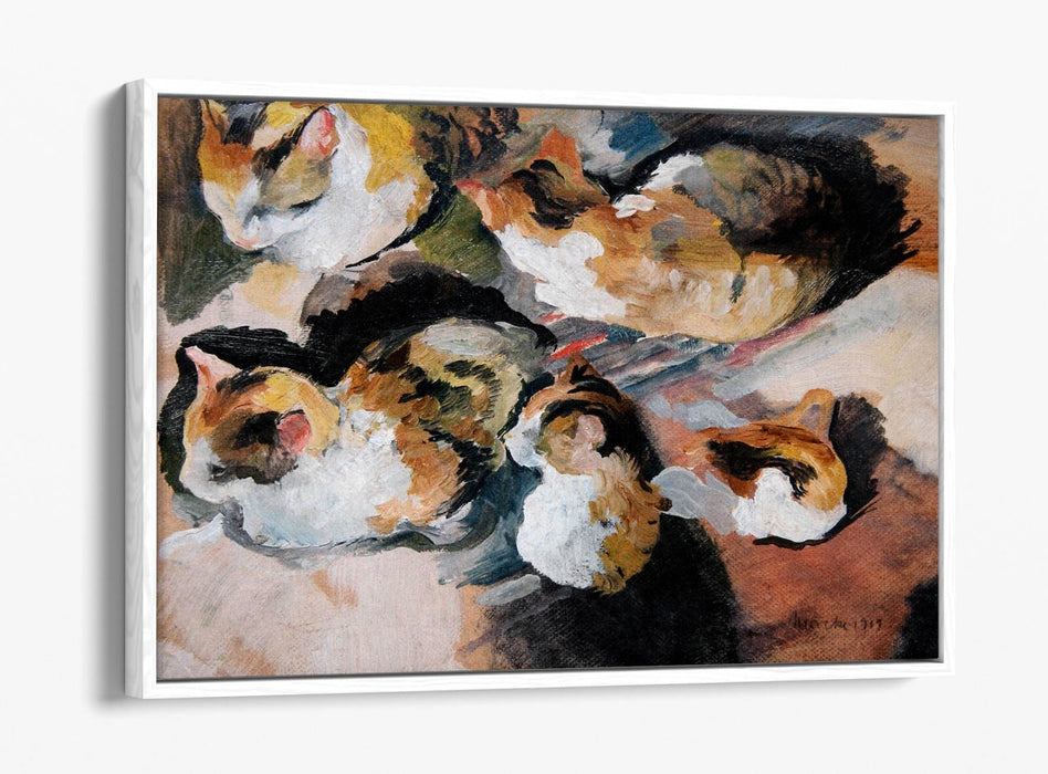 Float Effect Canvas Art – August Macke Study of a Cat | Premium Handmade Wall Decor