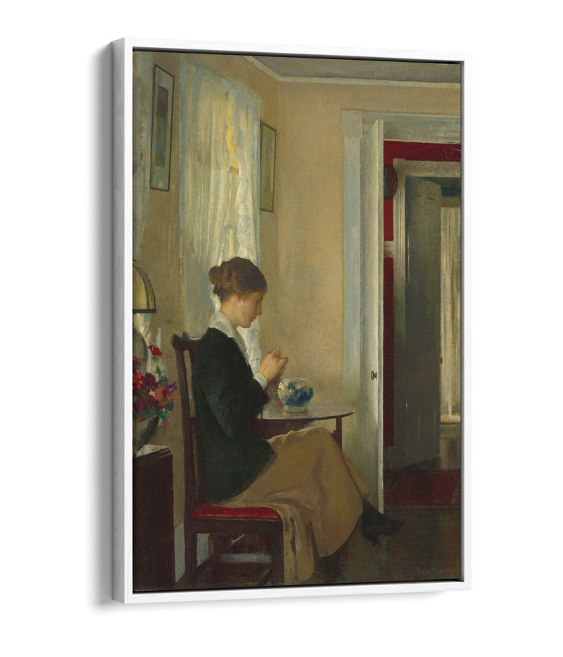 Canvas Wall Art Print - Edmund Charles Tarbell Josephine Knitting Float Effect | Premium Handmade UK