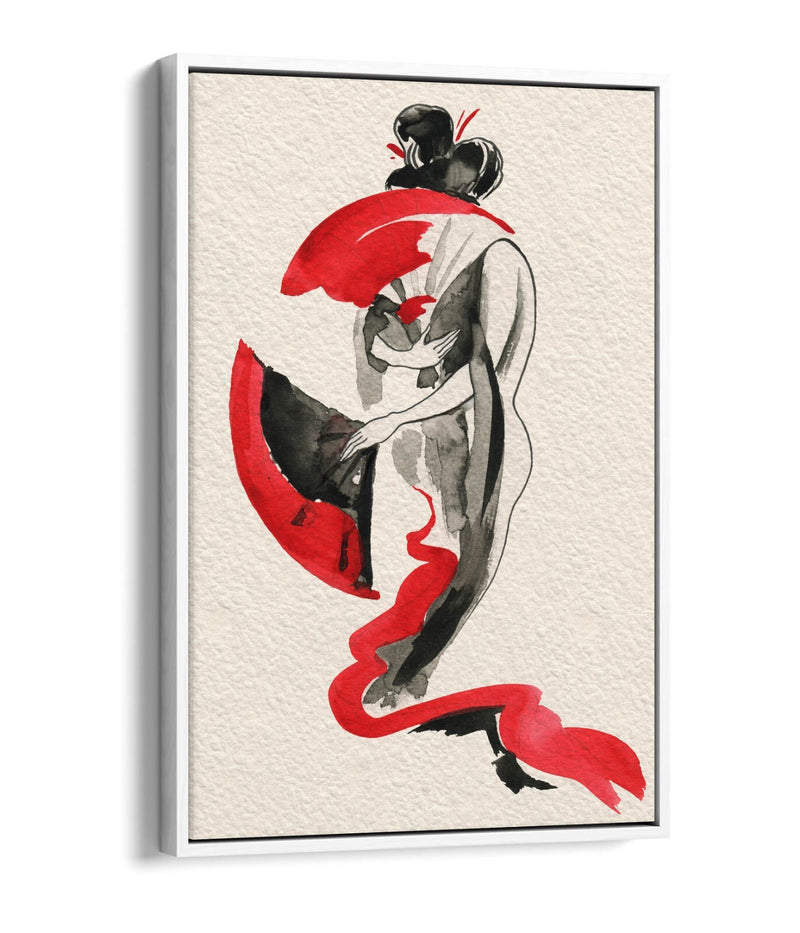 Japanese Canvas Wall Art - Geisha Illustration Print | Float Effect Canvas Decor