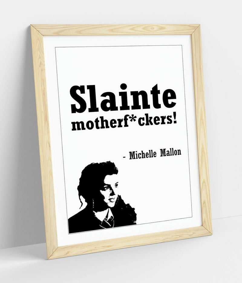 Framed Wall Art – Funny Irish Derry Girls Poster with Wood Grain Frame | Handmade UK Art