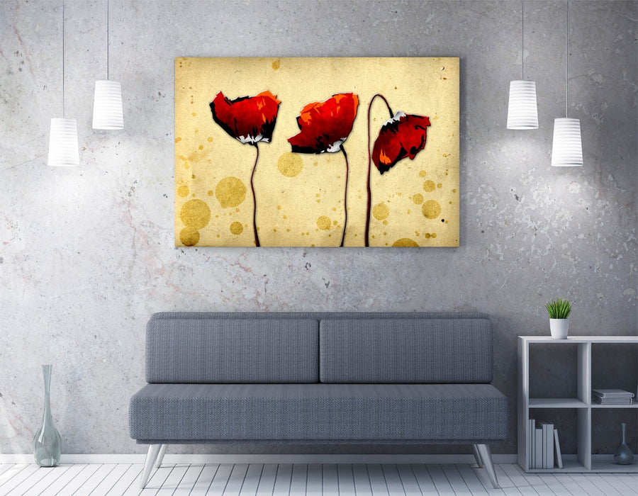 Abstract Flower Art - Red Poppies Painting | Premium Framed Canvas Wall Art