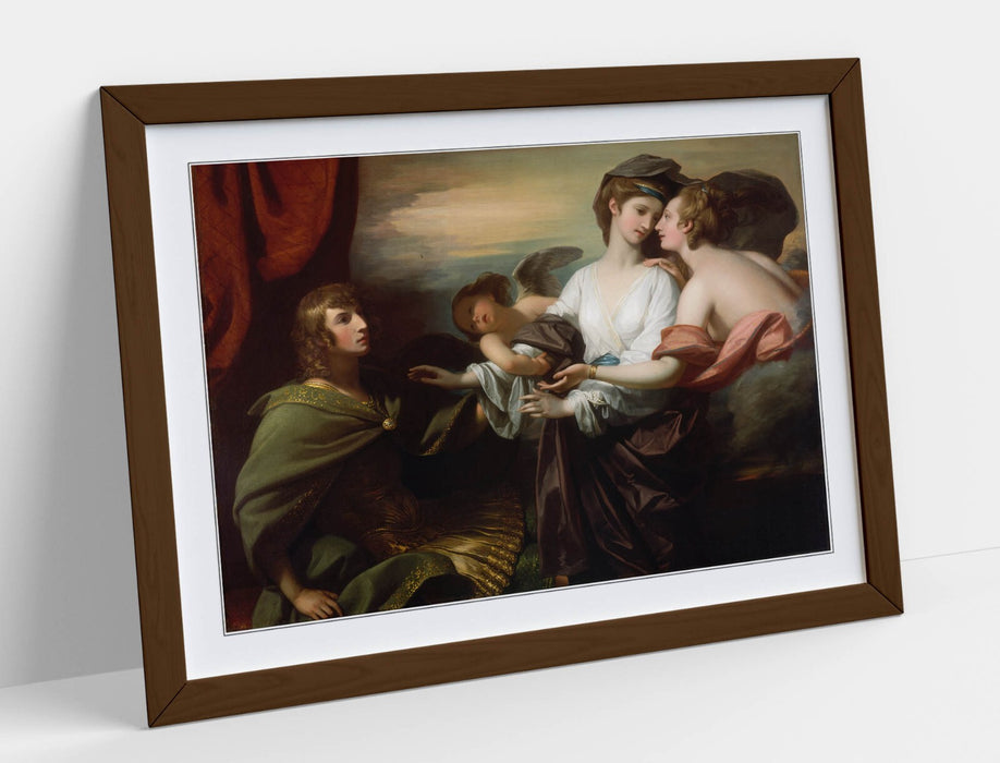Framed Wall Art Poster - Benjamin West Helen Brought to Paris Print with Wood Grain Frame