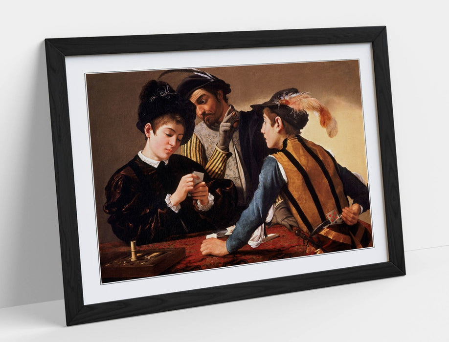Framed Wall Art – Caravaggio Painting Print The Cardsharps Poster 4 Sizes