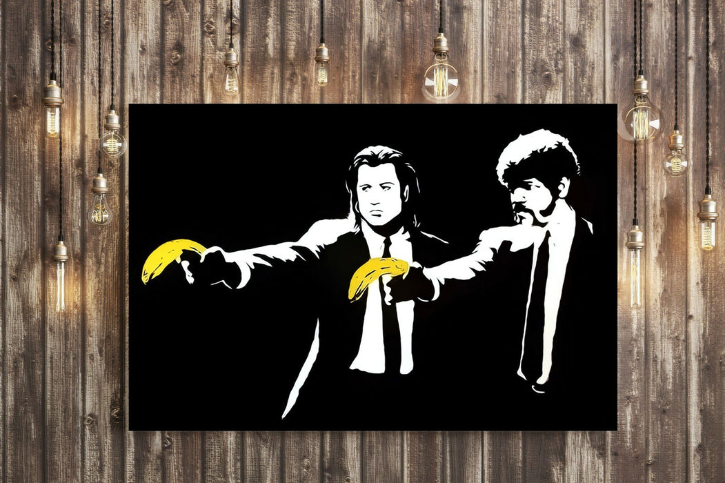 Banksy Style Canvas - Pulp Fiction Artwork | Premium Varnish Finish, Ready To Hang
