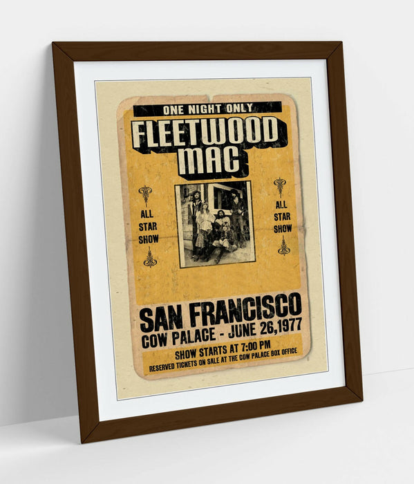 Fleetwood Mac Poster - Vintage Music Poster With Handmade UK Frame & Matte Paper