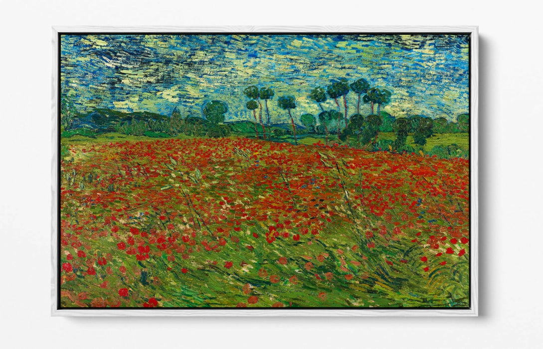VAN GOGH POPPY FIELD -FLOAT EFFECT CANVAS WALL ART PIC PRINT- GREEN BLUE