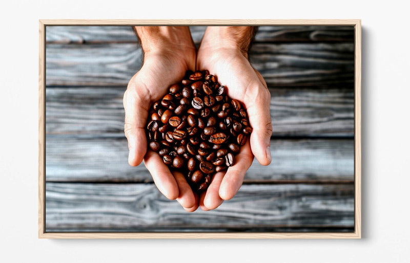 Canvas Wall Art – Coffee Bean Decor With Float Effect Frame | Handmade Print