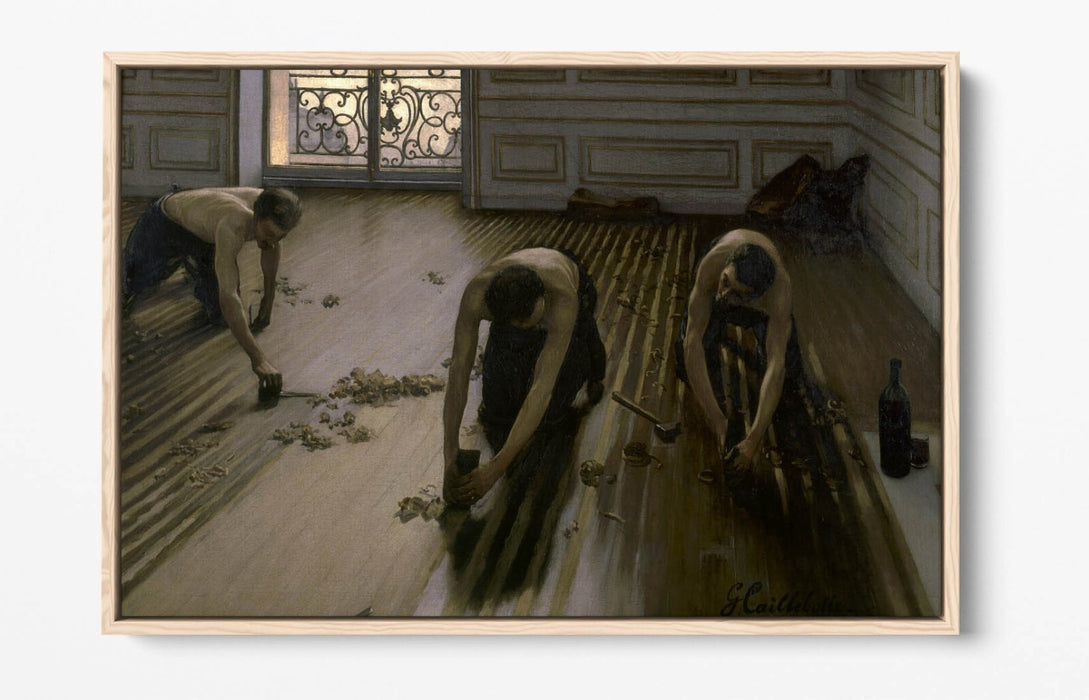 Float Effect Canvas Art – Gustave Caillebotte The Floor Scrapers Print On MDF Frame