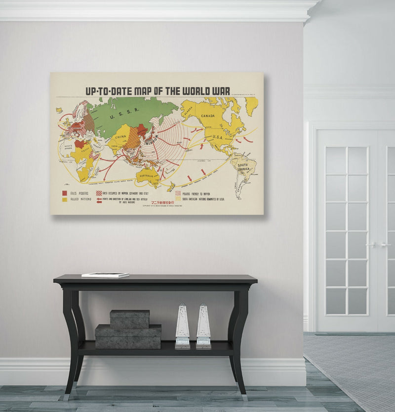 Vintage Map Canvas - World War 1942 Framed Wall Print | Premium Canvas Art