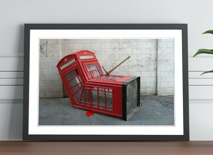 Banksy Framed Poster – Death Of A Phonebox | Urban Wall Art Print | Matte Finish