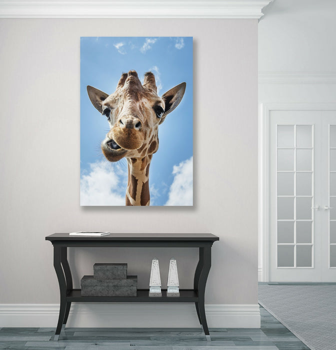 GIRAFFE SMILING QUIRKY CANVAS WALL ART PRINT ARTWORK ANIMAL FRAMED
