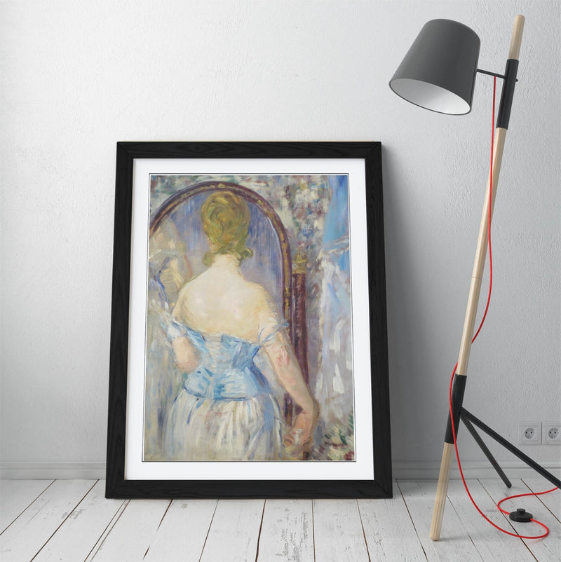 Framed Art Poster - Woman Before Mirror Art Print | UK Made Natural Wood Frame