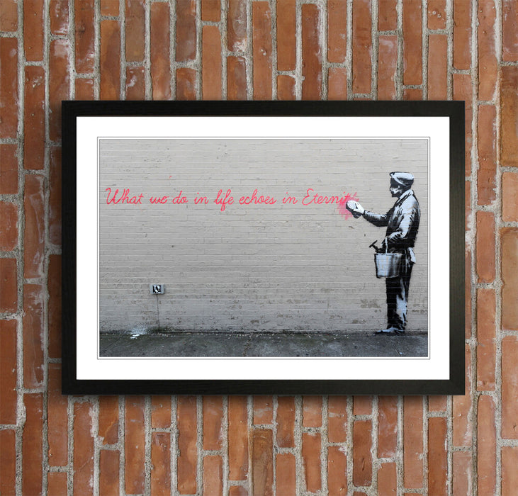 Banksy Framed Poster – Urban Street Poster With Handmade UK Frame & Archival Ink Print