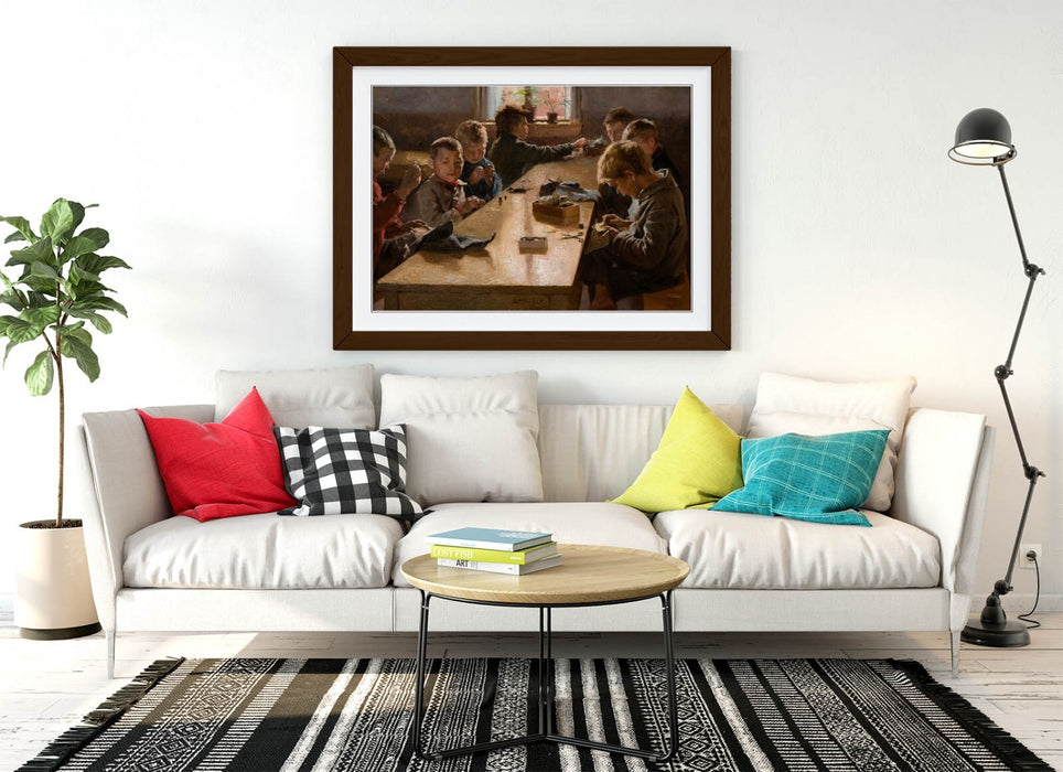Framed Art Poster - Albert Edelfelt Boy's Workhouse Print | Natural Wood Frame