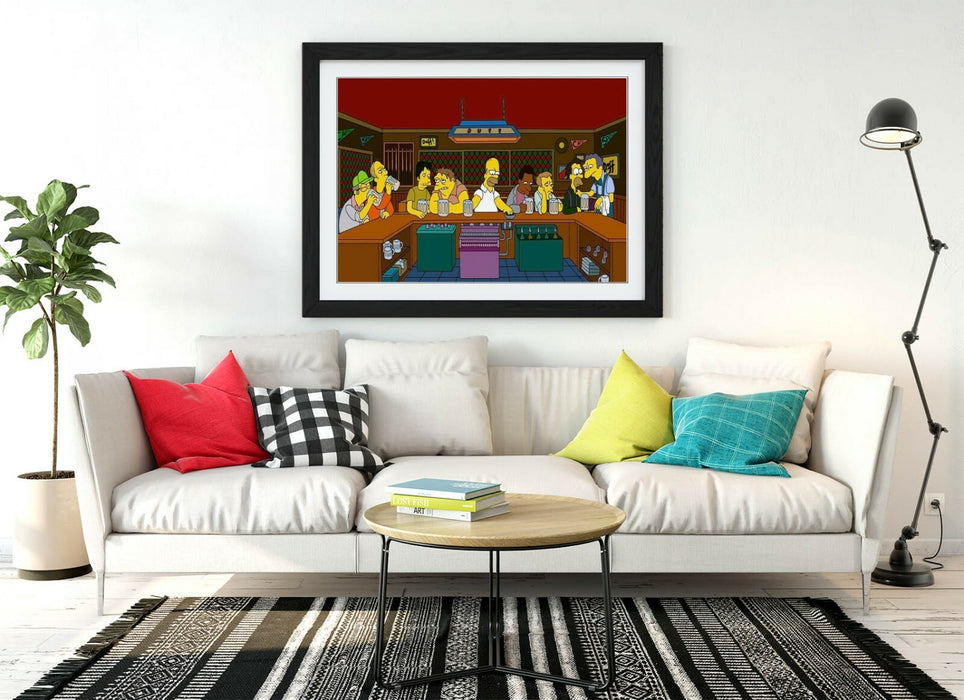 Simpsons Framed Poster - Handmade UK Wall Art Poster With Faux Wood Frame