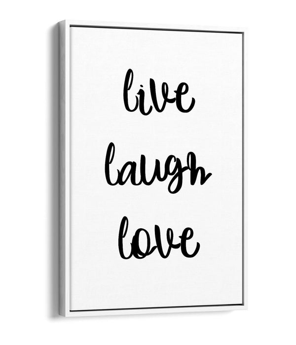 "LIVE LAUGH LOVE" HAPPY INSPIRATIONAL QUOTE HOME -FLOAT EFFECT CANVAS ART PRINT