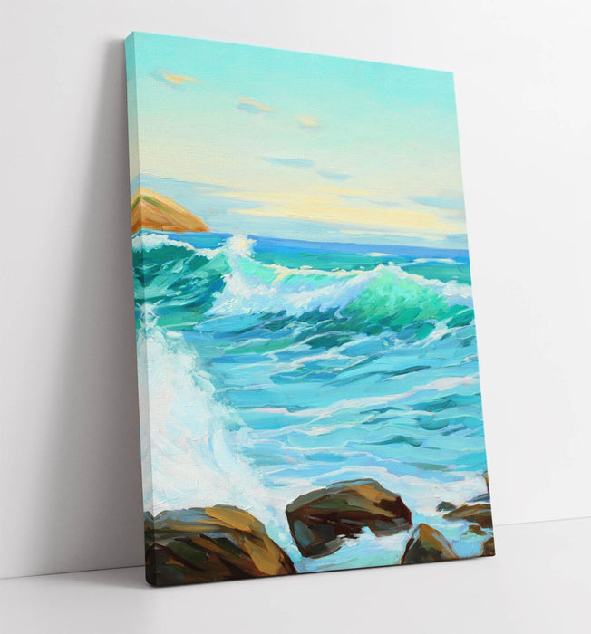 Blue Seascape Canvas – Handmade Coastal Wall Art | Premium Varnish Finish