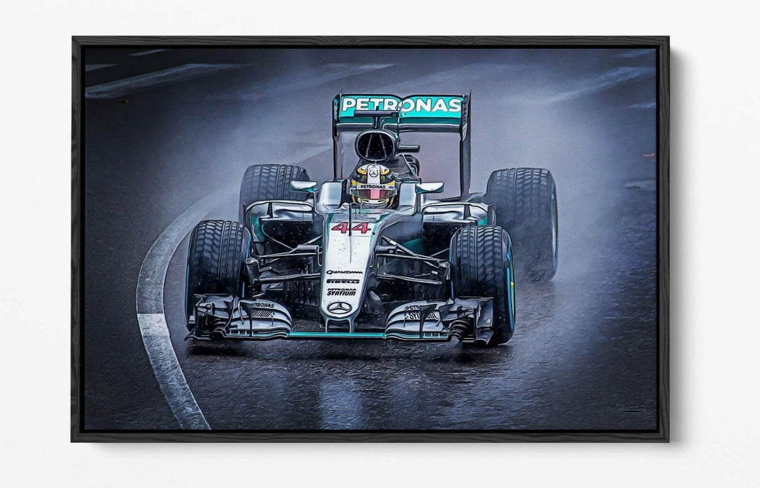 Lewis Hamilton Canvas Art – Mercedes F1 Float Effect Wall Art With Premium Varnish Finish