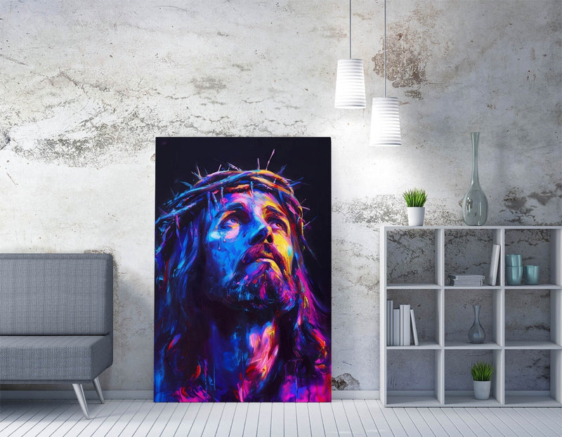 Jesus Christ Canvas Art - Purple Portrait on Archival Grade Canvas Print