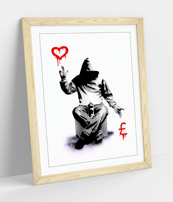 BANKSY, LOVE OR MONEY -FRAMED WALL ART PICTURE PRINT- GRAFFITI STREET ART