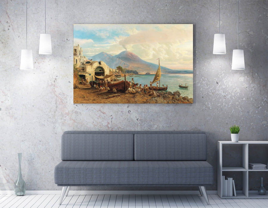 Canvas Wall Art - Albert Arnz Fisherman Painting | Bay of Naples Art Print