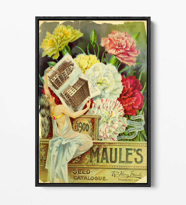 QUIRKY VINTAGE FLOWERS ADVERTISEMENT POSTER -FLOAT EFFECT CANVAS WALL ART PRINT