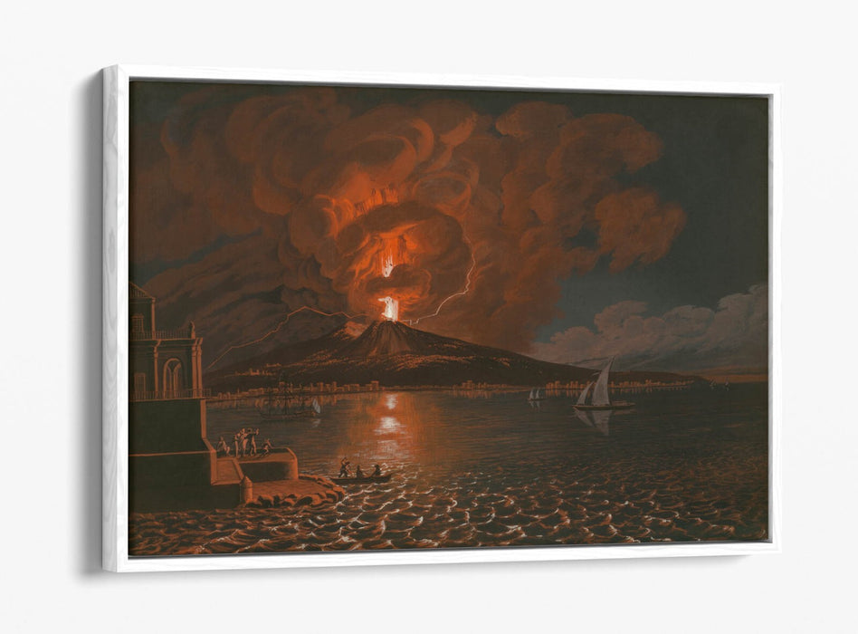 Volcano Canvas Art – Italian Volcano Painting on Handmade Float Effect Canvas Wall Art