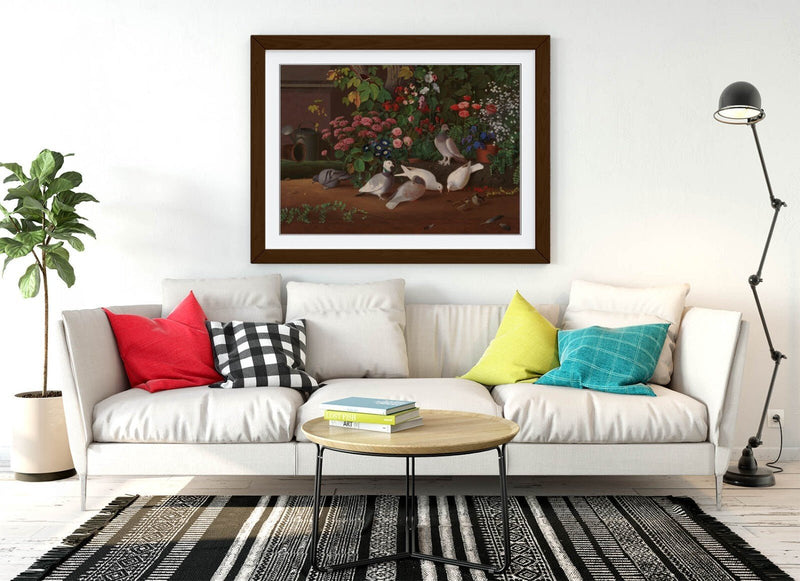 Framed Wall Art - Ferdinand Von Wright Garden Flower Print With Woodgrain Frame