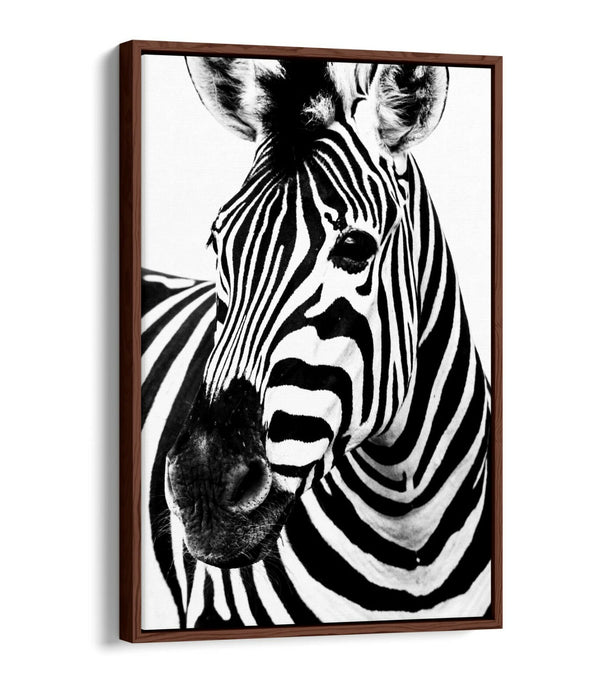 ZEBRA HEAD FLOAT EFFECT CANVAS WALL ART PIC PRINT GRAFFITI- BLACK & WHITE