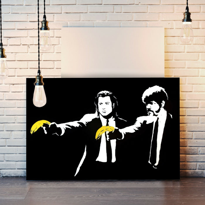 Banksy Style Canvas - Pulp Fiction Artwork | Premium Varnish Finish, Ready To Hang