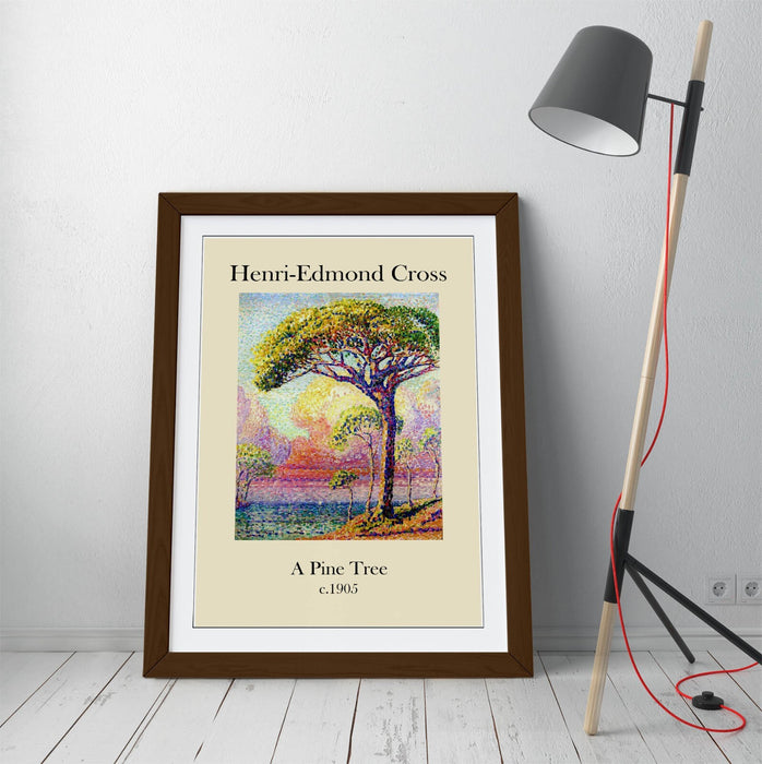 Framed Wall Art – Pine Tree Poster Print | Handmade Wall Decor with Faux Wood Frame