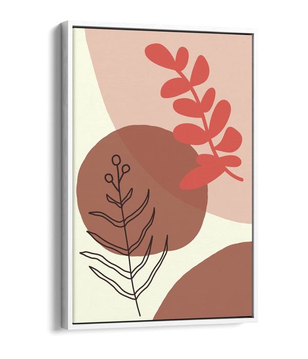 BOTANICAL BAUHAUS TRENDY MINIMALIST LEAVES -FLOAT EFFECT CANVAS WALL ART PRINT
