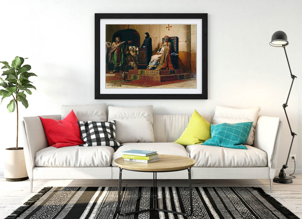 Framed Wall Art - Jean-Paul Laurens Cadaver Synod Poster Print in Wood Grain Frame