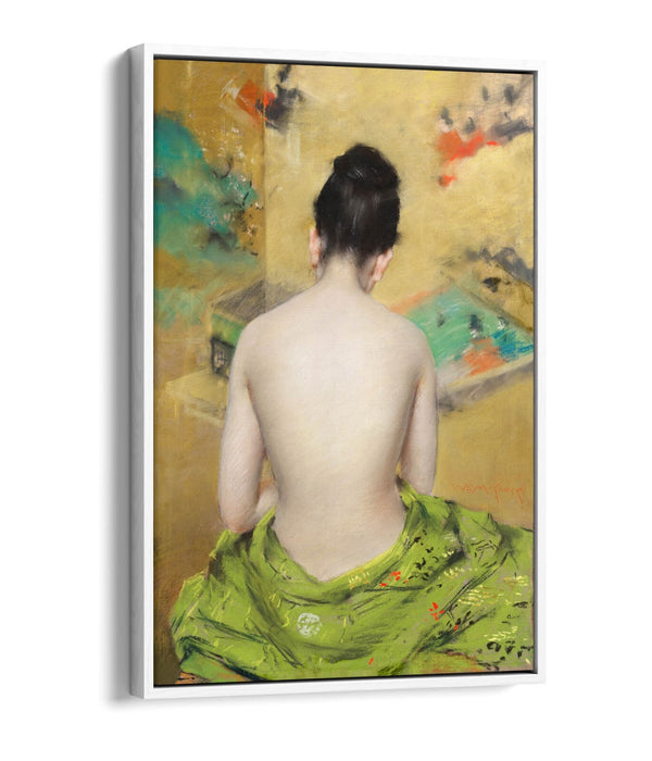 Canvas Wall Art - William Merritt Chase Japanese Woman Print With Float Effect Frame