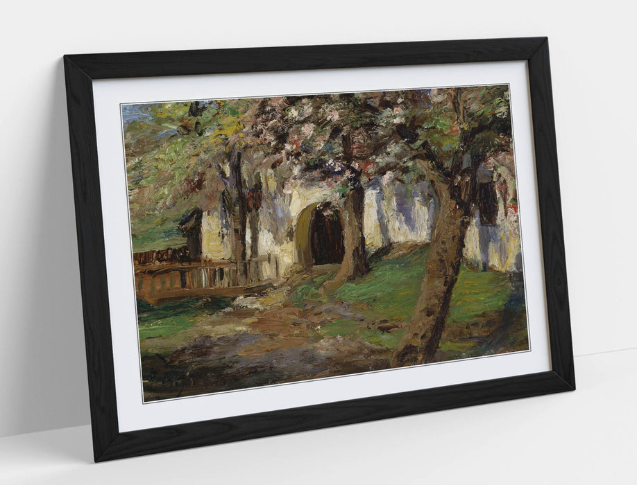 Framed Wall Art – Olga Wisinger-Florian Blooming Apple Trees Print with Woodgrain Frame