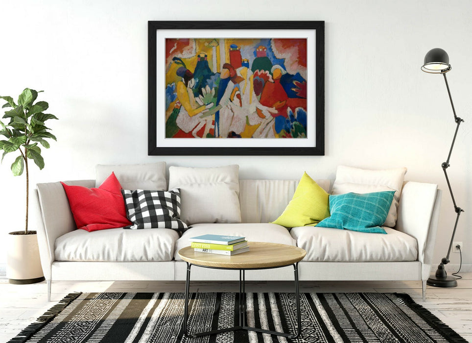 WASSILY KANDINSKY, ORIENTAL -FRAMED WALL ART PICTURE PRINT ARTWORK- RED YELLOW