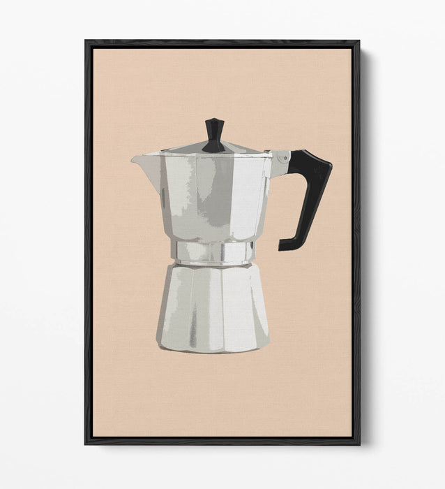 Moka Pot Coffee Poster - Premium Float Effect Canvas | Handmade Kitchen Decor Print