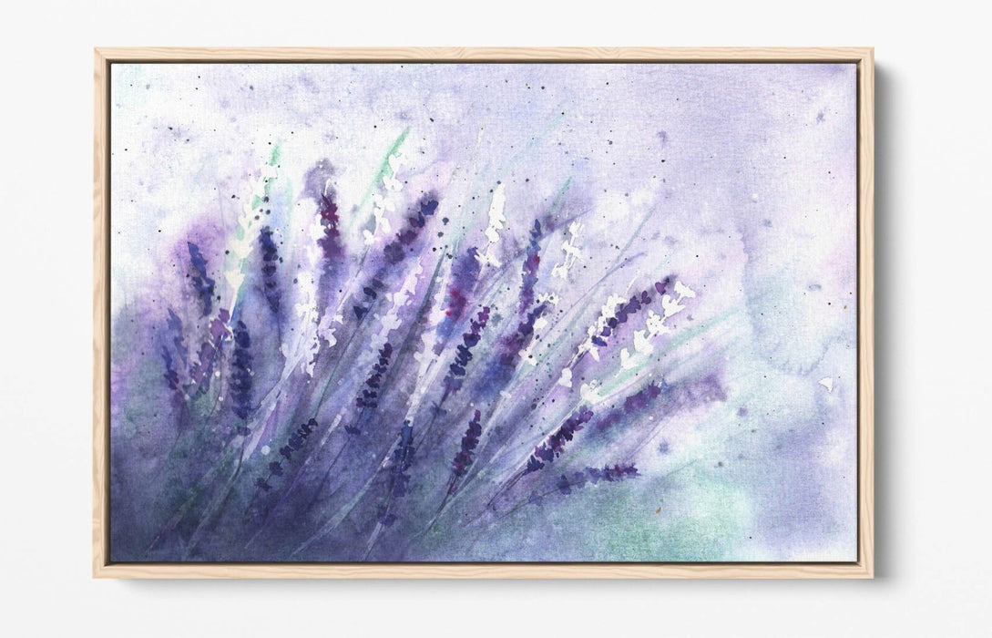 Lavender Canvas Wall Art – Watercolour Flower Print | Float Effect Canvas, Ready To Hang
