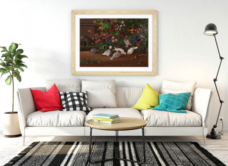 Framed Wall Art - Ferdinand Von Wright Garden Flower Print With Woodgrain Frame