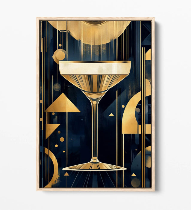 Art Deco Canvas – Classy Champagne Glass Float Effect Canvas Wall Art Print