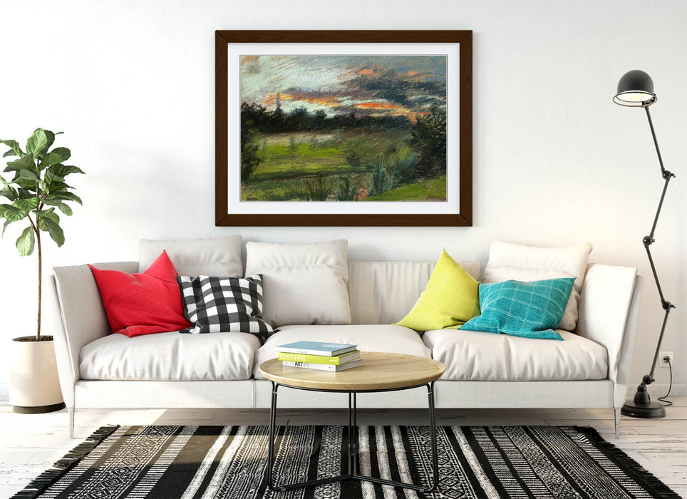 Framed Wall Art - Paul Huet Blue Orange Sky Painting | Matte Paper Print