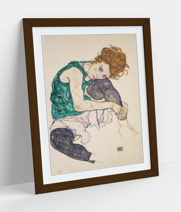 Framed Art Poster - Handmade UK Frame, Egon Schiele Seated Woman Artwork
