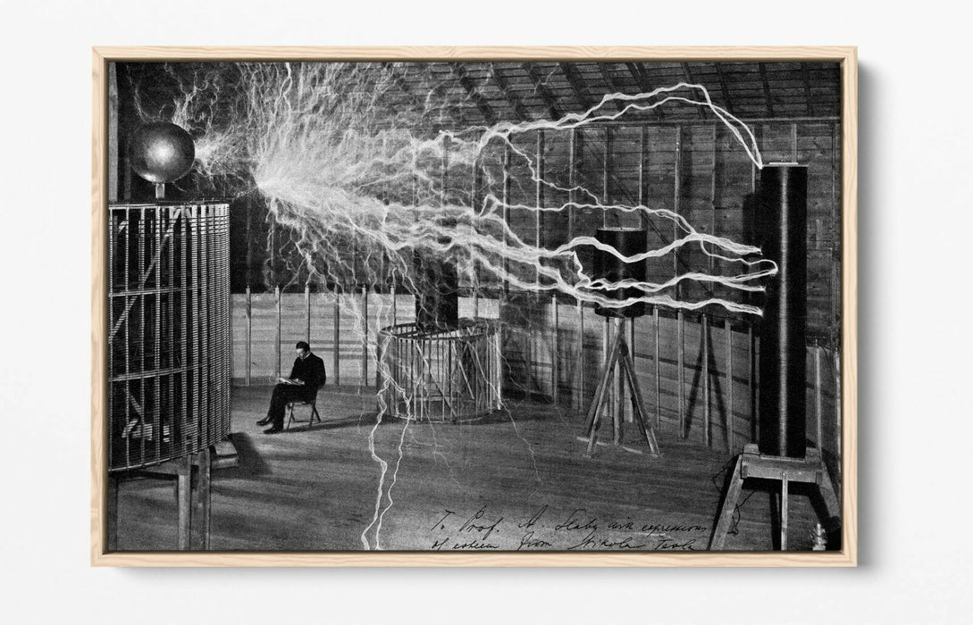 Canvas Wall Art - Nikola Tesla Faraday Cage Float Effect | Handmade Premium Print